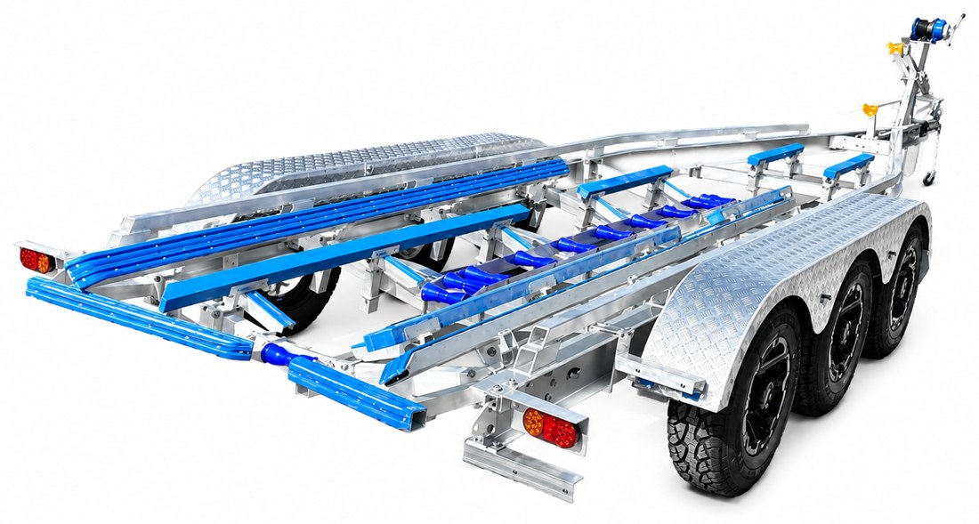 Emperor aluminium tri-axle boat trailer, studio view
